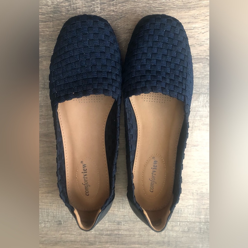 Comfortview ~The Bethany~ Women's Navy Woven Slip-On Flats ~ SZ 8WW~ NWOT